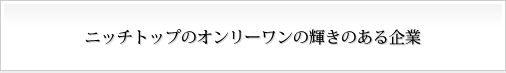 ニッチトップのオンリーワンの輝きのある企業